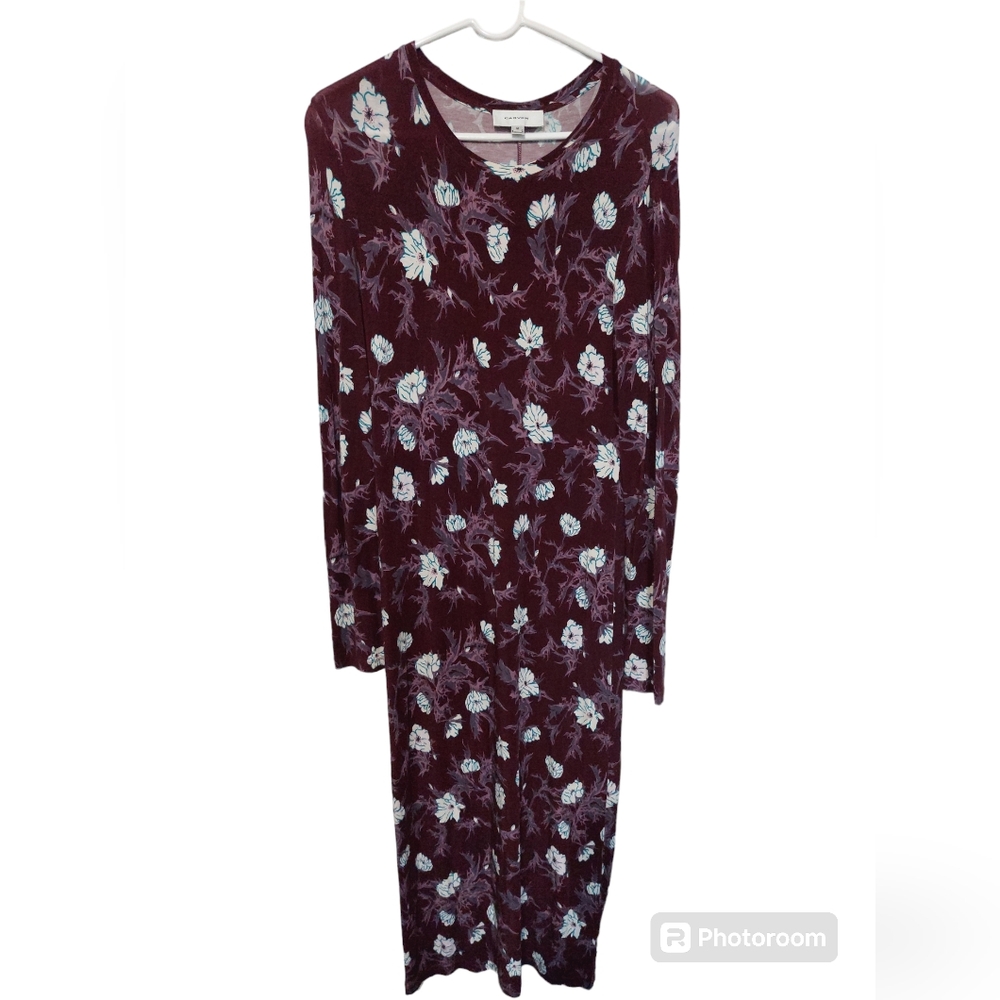 Carven Purple Floral Bodycon Midi Dress sz Medium